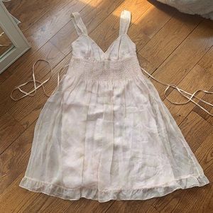 100% Silk Pale Pink Floral Midi Dress